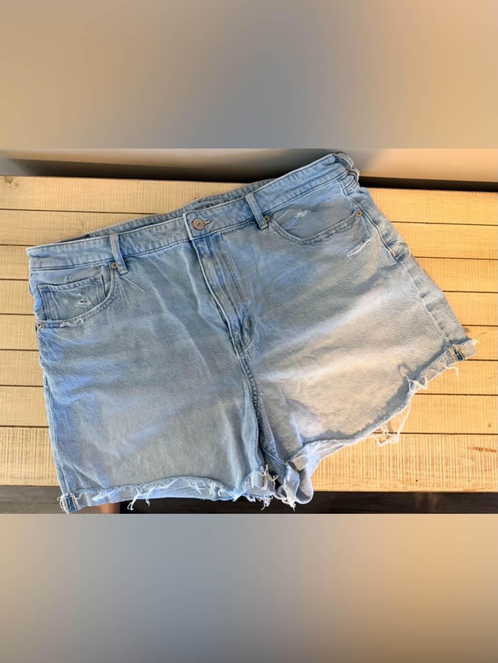 American Eagle Outfitters Light Blue Frayed Hem Denim Shorts
